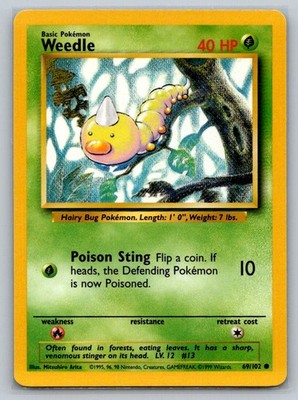Pokemon Weedle Common Base Set 069/102 LP