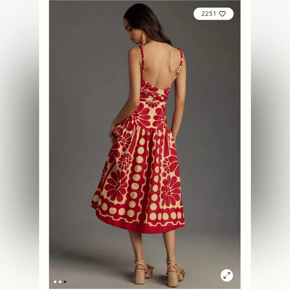 Vestido midi sin mangas Farm Rio Palermo talla mediana G2U Foto 3 de 4