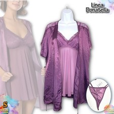 NWD Linea Donatella S Siren Satin Robe, Nightgown  Thong Lingerie Set SYR090