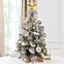 2ft Mini Christmas Tree With Light Artificial Small Tabletop Christmas Decoratio
