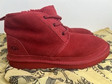 UGG Australia Neumel II Boots Big Kids 6 Red Suede Fur Lined Ankle 1017320K Nice