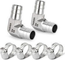 2PCS 304 Stainless Steel 90 Degree Elbow Hose Barb Fittings 5/8" Barb X 5/8" Bar