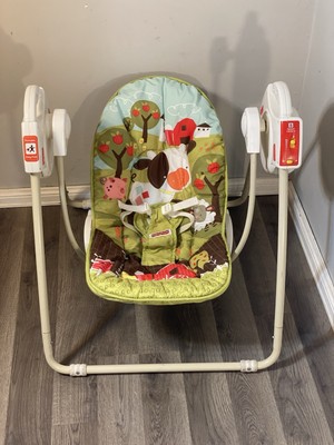 Vintage Fisher Price How Now Brown Cow Travel Swing Farm Baby Swing HTF 