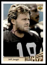 Jeff Jaeger Signed Auto Autographed Card 1992 Upper Deck #372 Raiders A