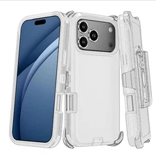 For iPhone 17 PRO MAX 17 AIR + Clear Transparent Hybrid Case Clip fits Otterbox