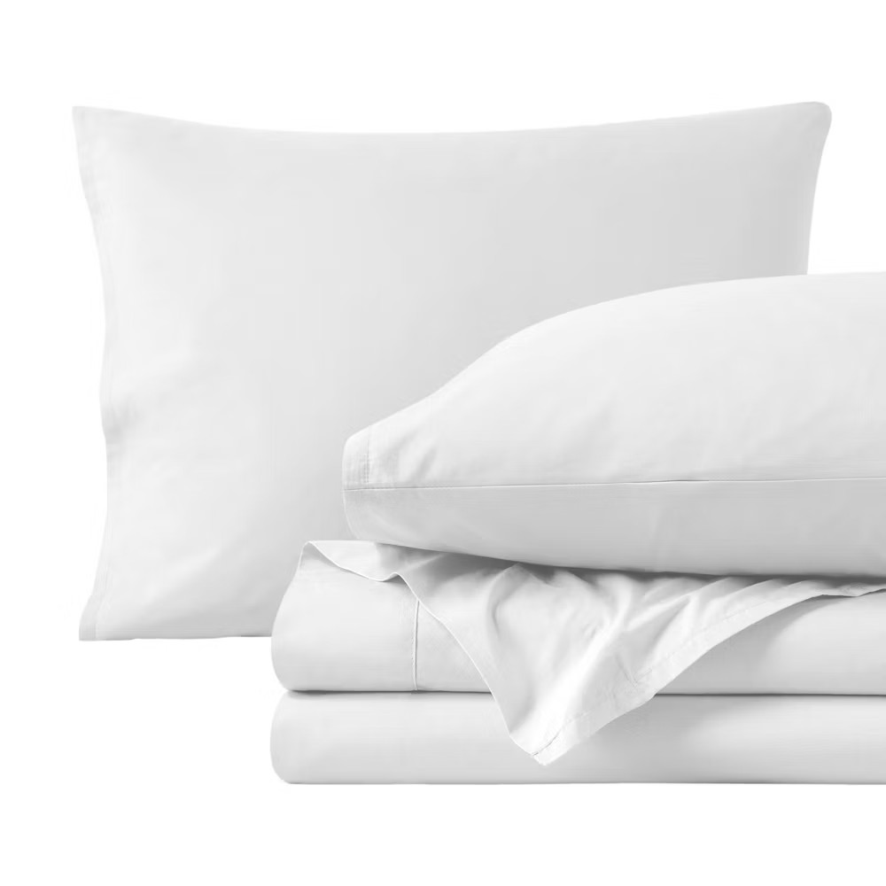 300 Thread Count Organic Cotton Percale White 4 Piece King Bed Sheet 20990₽