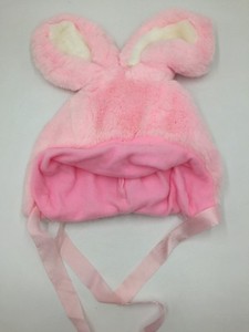 Easter Hat Childs Pink Bunny Ears,Plush W/ Tie Ribbons,Vintage