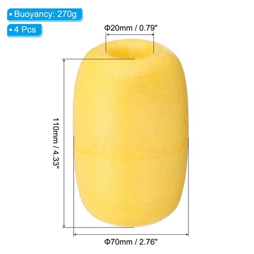 Boya flotadora cuerda 4,33" x 2,76", 4 piezas 270 g flotadores de agua cuerda flotador boya, amarilla - Imagen 2 de 5