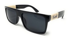 Locs 91156 Black Sunglasses  Authentic Gangster Squared Flat Top Ivory Arms ...