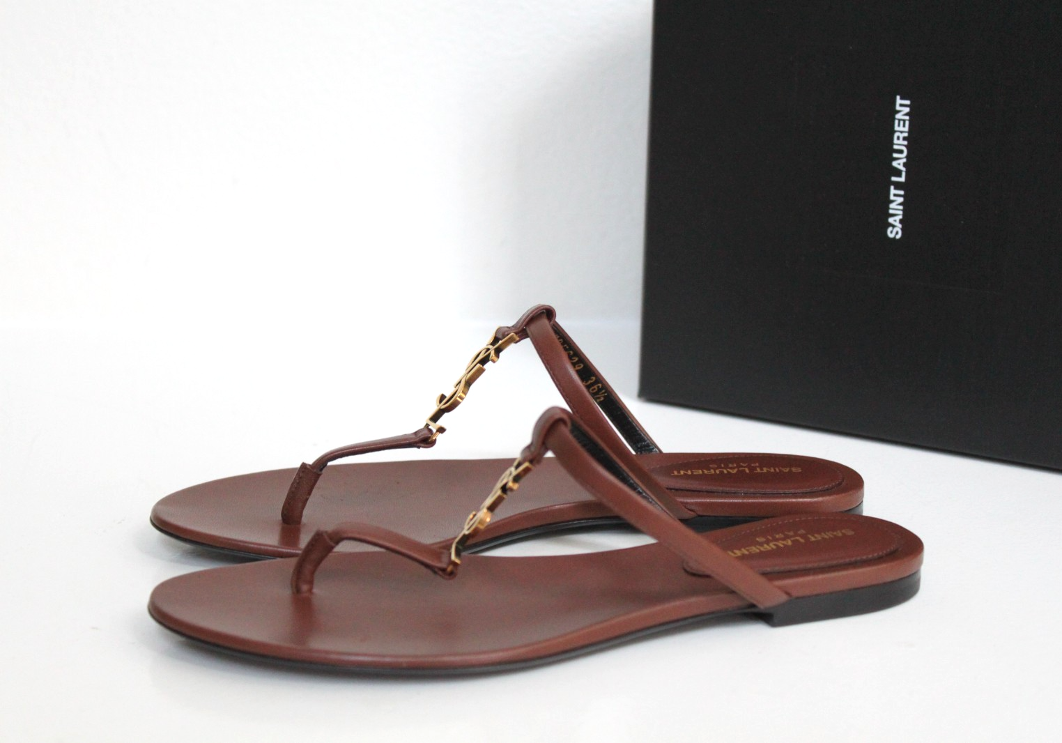 Scarpe basse Cassandra taglia 9 5 39 5 YSL Saint Laurent Paris logo pelle marrone