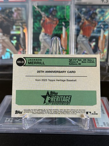 2025 Topps Heritage 25th Anniversary #H25-23 Jackson Merrill Holo SP PR/3450 - Foto 2 di 4
