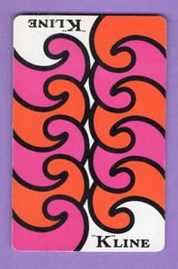 1 Single Swap Playing Card KLINE AD FUN COLORFUL DESIGN 1960s 1970s PINK ORANGE