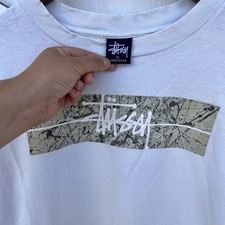 Vintage 90s Stussy Box Logo Single Stitch all around XL Made In USA
