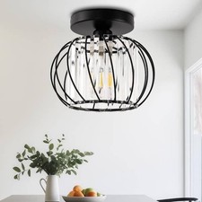 Black Modern Premium Metal Semi Flush Mount Ceiling Light 10 In