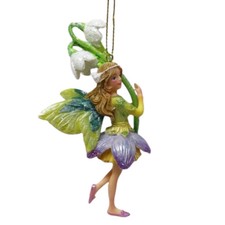 December Diamonds Winter Fairy w Lily Flower Ornament 79-79412 Christmas Gardens