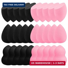 30 Pcs Makeup Sponge Set, 15 Pink 15 Black, Latex-Free Individually Wrapped