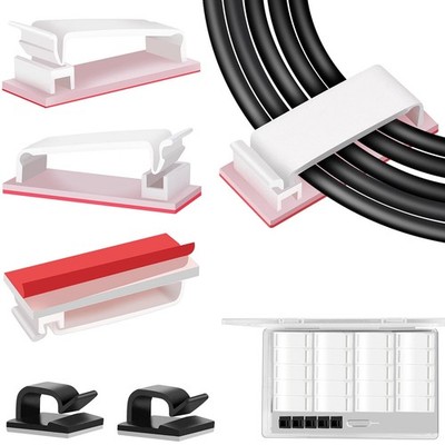 50 PCS Under Table Cable Management Clips White Large Cable Clips for Compute...