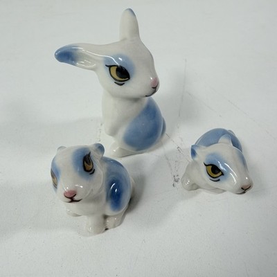 Vintage Wade Happy Family Set Kaninchen früh blau 3er Set Launen sehr guter Zustand