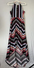 Candies Maxi Dress Sz Medium Flare Chevron Striped Sleeveless Flowing Cinch