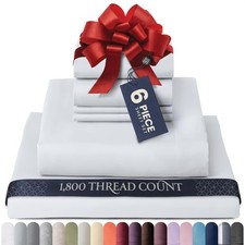 Silky Soft Queen Sheet Set - 6 Piece White Bed Sheets for Queen Size Bed, Sec...