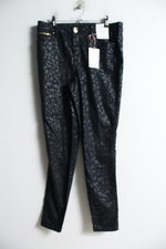 F&F Womens Leopard Print Wet Look Skinny Jeans - Black - Size 12 NEW (h40)