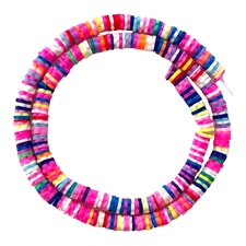 300 Fimo Clay 5.5mm Katsuki Multi-Color Flower Slice Flat Heishi Spacer Beads