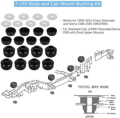 Kit de montaje de carrocería y cabina 7-141 para 99-14 Silverado Sierra 1500 2500 2/4WD - Imagen 4 de 9