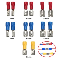 100/50pcs Female&Male Spade Insulated Connectors Crimp Electrical Wire Terminals