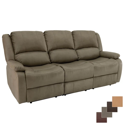 RecPro Charles 80" Triple RV Zero Wall Recliner Sofa With Drop Console Putty