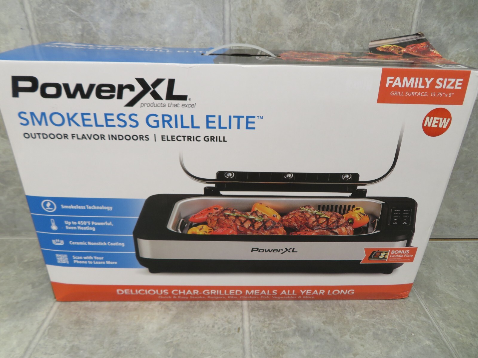 PowerXL SMG01 Smokeless Grill Elite Indoor Electric Grill Family Size