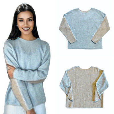 NWT Johnny Was Calme Color Block Waffle Texture Pullover Sweater Size XL $298