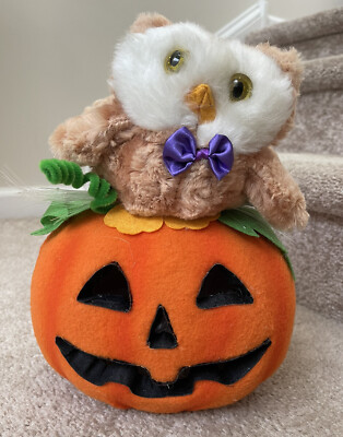 Halloween Fiber Optic Color Changing Pumpkin Owl Fall Jack o Lantern ...