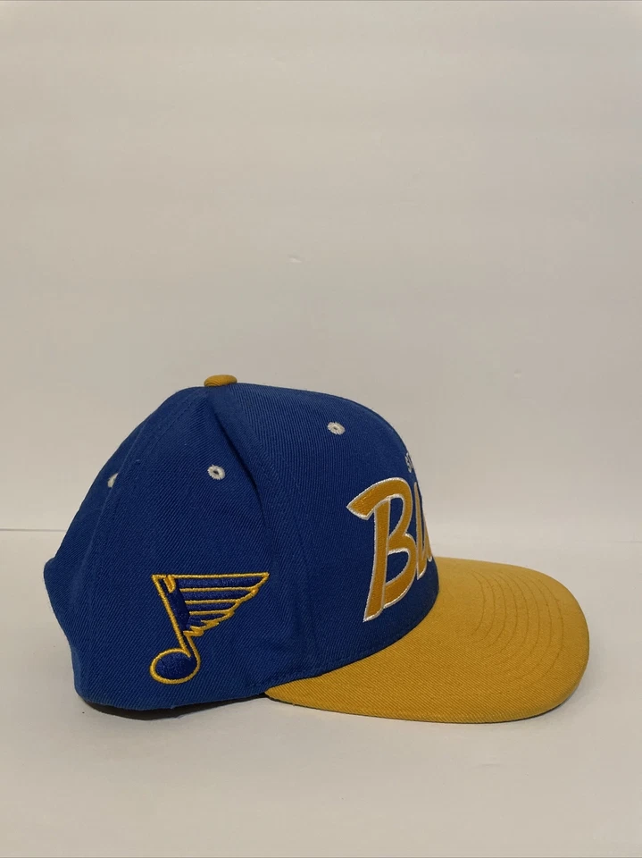 De colección Mitchell & Ness St. Louis Blues Script Snapback Sombrero NHL 100% Lana Foto 3 de 4