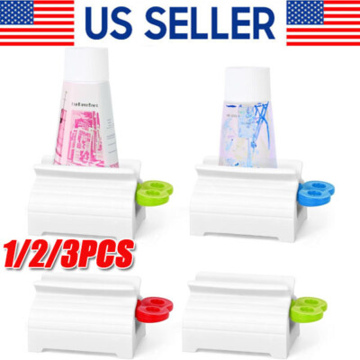 1-3X Toothpaste Squeezer Bathroom Tube Easy Stand Dispenser Rolling Holder Seat