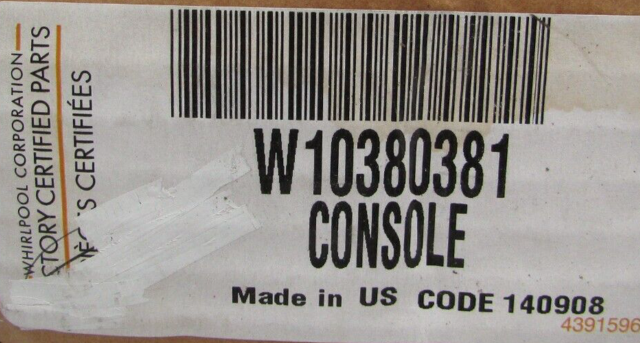 Whirlpool Dishwasher Control Panel W10380381 (WPW10380381) OEM Black eBay