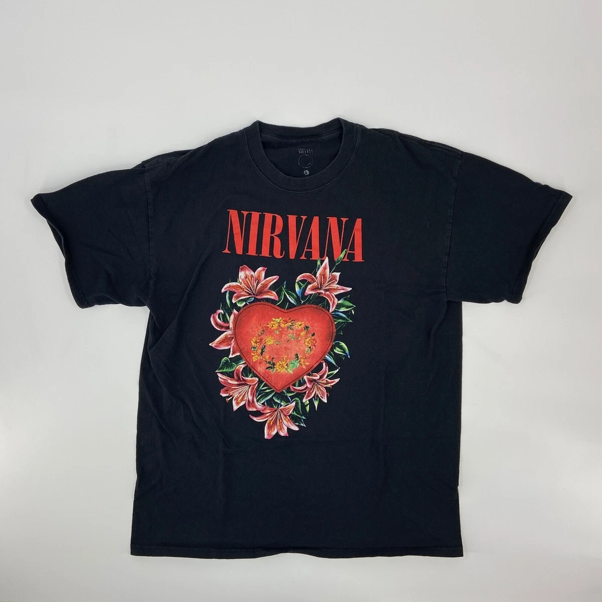 Nirvana Shirt Womens Large Black Red Spell Out Logo Kurt Cobain Concert |  eBay