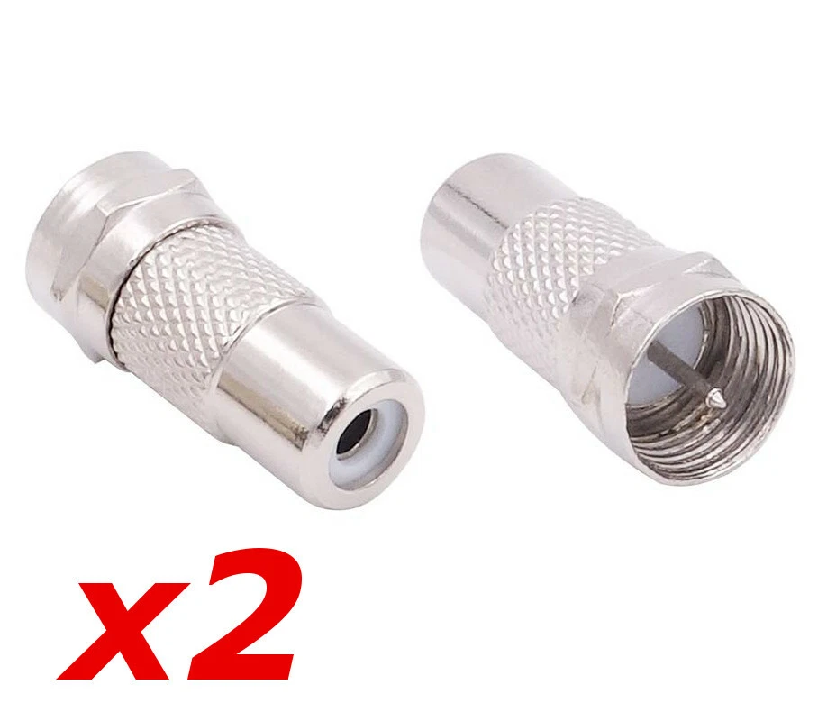 2 Pack - RCA Female Jack to F-Type Male Plug Coax Adapter Radio Connector RG59/6