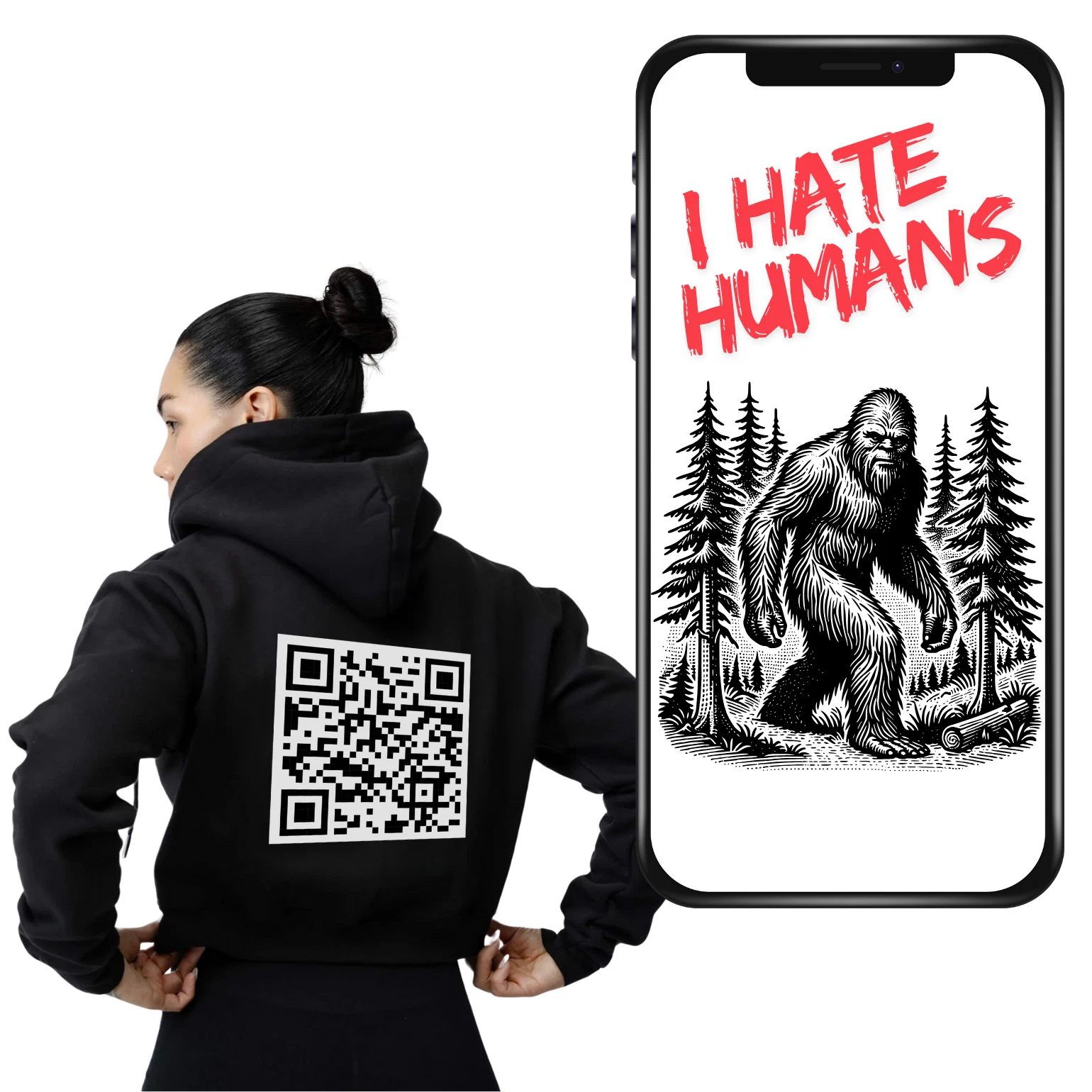 UNDERCOVER Felpa con cappuccio personalizzata Secret Message QR Code Dove i tuoi pensieri più selvaggi diventano pubblici