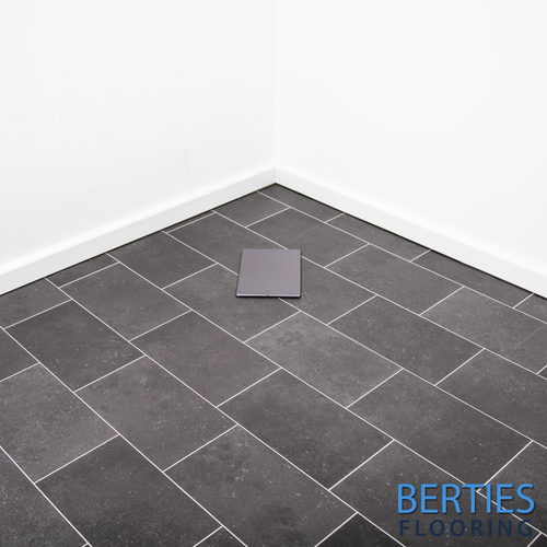 Black Tile Vinyl Roll Flooring 2m 4m Width Modern Tile Effect Stylish