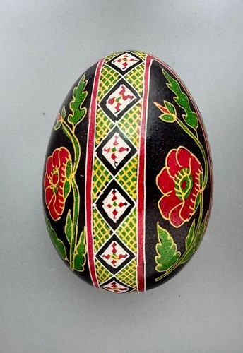 Goose Pysanky, Easter Egg Written on Shell, Wax Resist Dyed, Style #25I - Picture 2 of 6