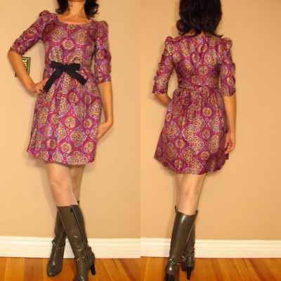 See by Chloe Coquette Dress Size 42 S Y2K $694 Logo Silk Purple Babydoll Luxury