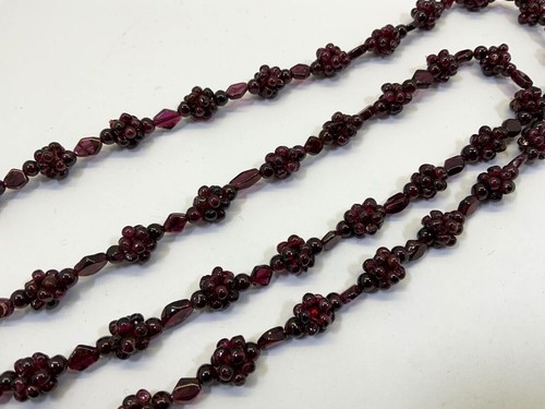 Vintage dunkler Granat Edelstein Perlen Cluster Halskette 18" lang - Bild 3 von 3