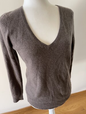 New NWT Charter Club Brown Heather Cashmere V-Neck Sweater