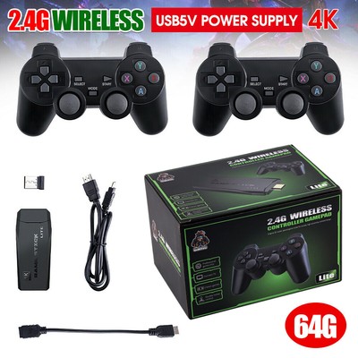 4K 10000 Retro Game Console Video Game TV Stick 2x Wireless Controller Plug&Play