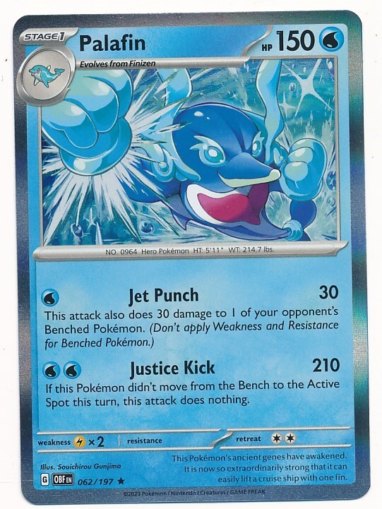 D435800  Pokemon Card Palafin #62  Obsidian Flames Holo