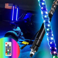 Luces de látigo LED RGB espiral de 3 pies 2 piezas para accesorios UTV ATV antena Polaris RZR