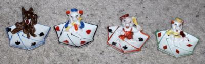 EX!DISNEY1930's ''3 LITTLE PIGS&THE BIG BAD WOLF'' HAND PAINTED CHINA  ASHTRAY SET
