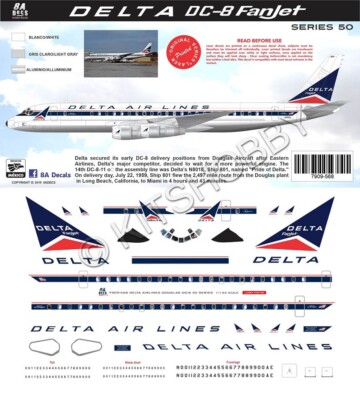 KITSHOBBY 1/144 Douglas DC-8 -50 Delta Air Lines Model Kit Set