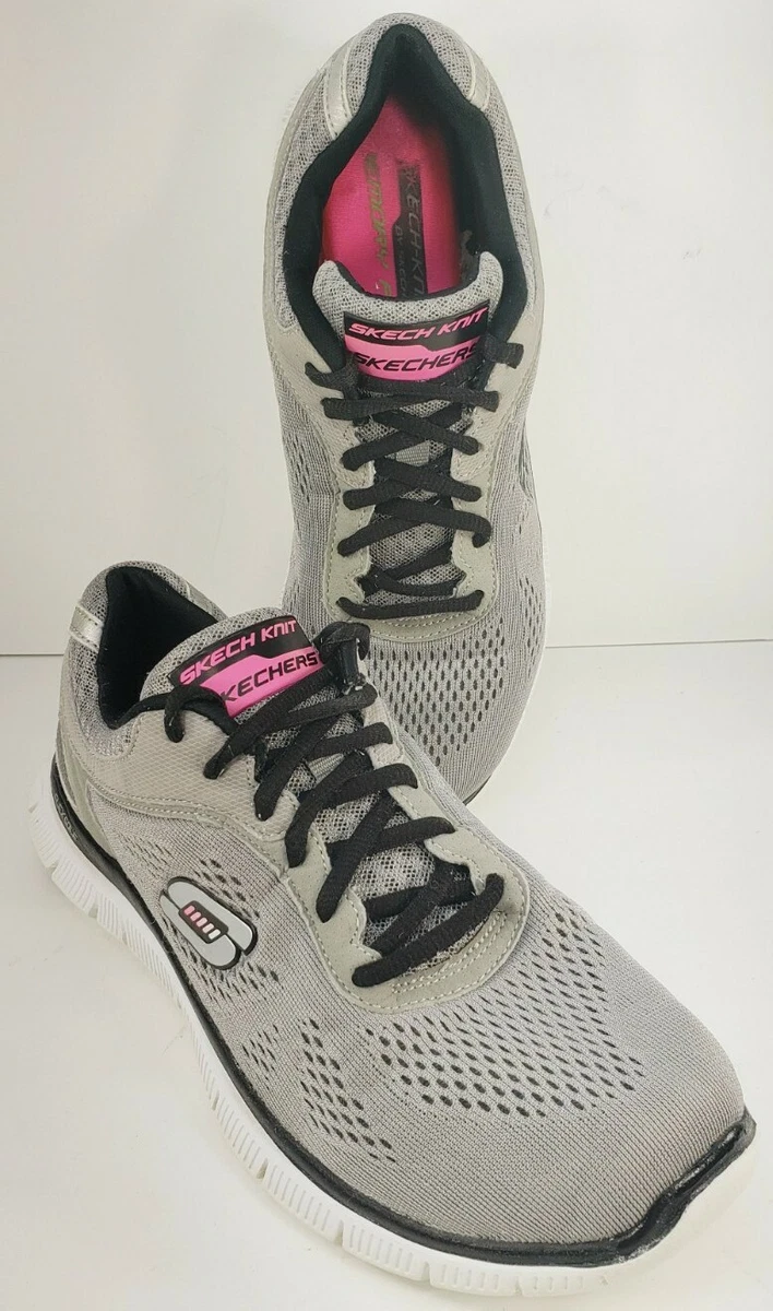 Skechers Womens Sketch Knit Trainer Shoes Gray 11728TX Low Top Sneakers 8.5M