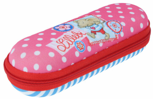 Kids Lillebi Zippered Eyeglass Case Pink Red Light Blue Textile Case - Picture 1 of 1